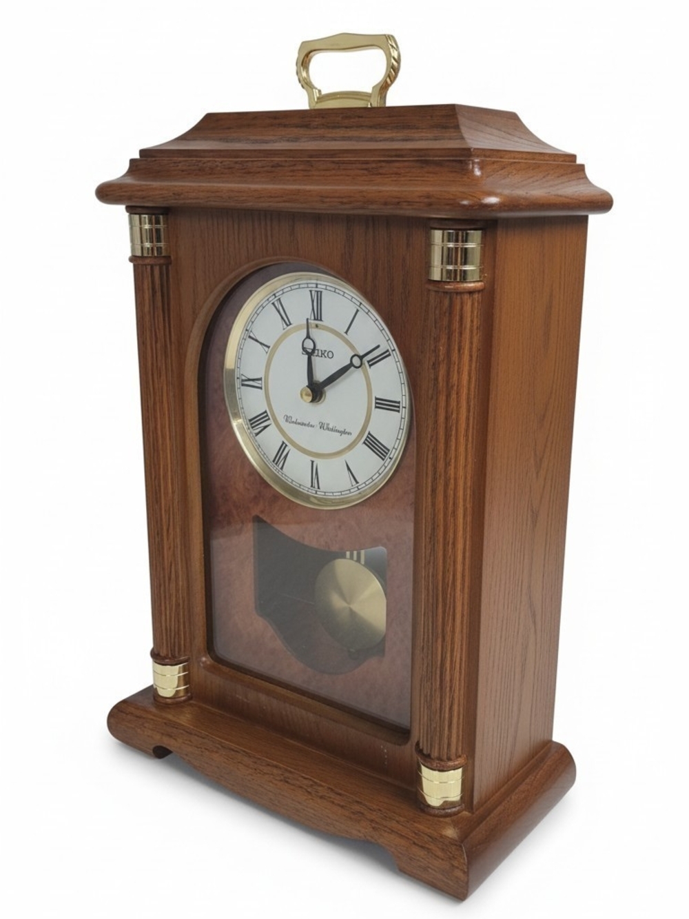 Vintage Seiko QXJ114BL Wood Mantel Clock Quartz Pendulum Westminster/Whittington